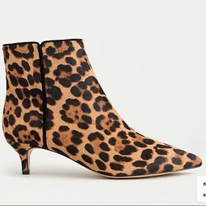 J.Crew Kitten Heel Ankle Boot Leopard Calf Hair 7